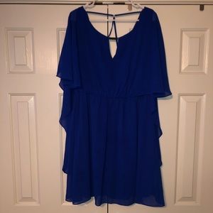 Blue chiffon cape dress